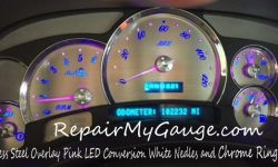 stainless steel overlay pink LED conversion white needles and chrome ring bezel