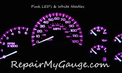 pink LEDs and white needles