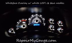 whiteface overlay with white LEDs and blue needles