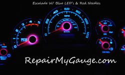 Escalade with blue LEDs and red needles